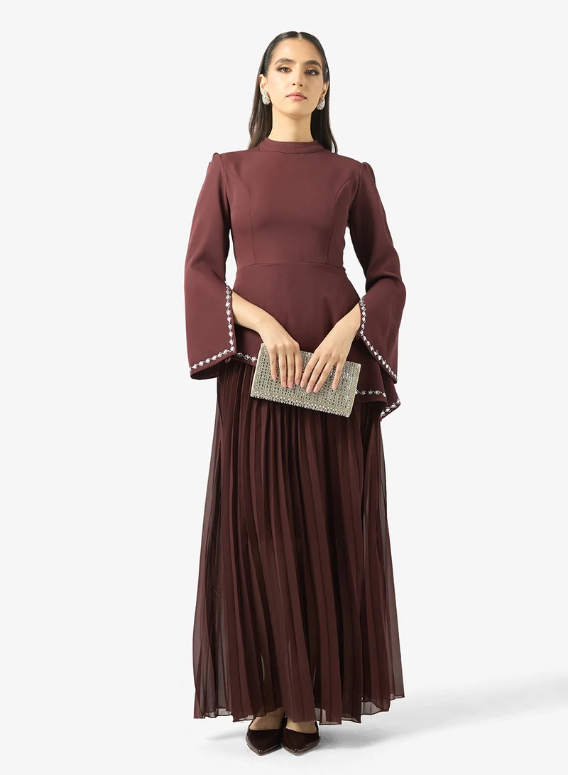 Khizana  Dress With Aysmmetric Drop Waist Hem & Pleated Skirt for Women | Best Price UAE